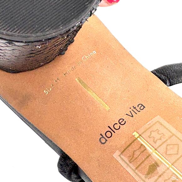 Dolce Vita Noles Heels 11 Black NWOT Sandals Mules Slip On 90s Y2K Leather - Picture 5 of 9